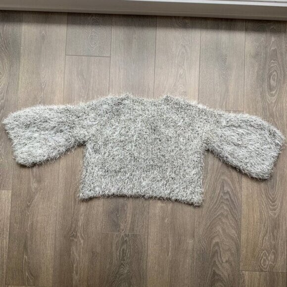 Women's Fuzzy Sweater Festive Glitter Sparkly Wool Cropped 3/4 Length Sleeve - Picture 10 of 10